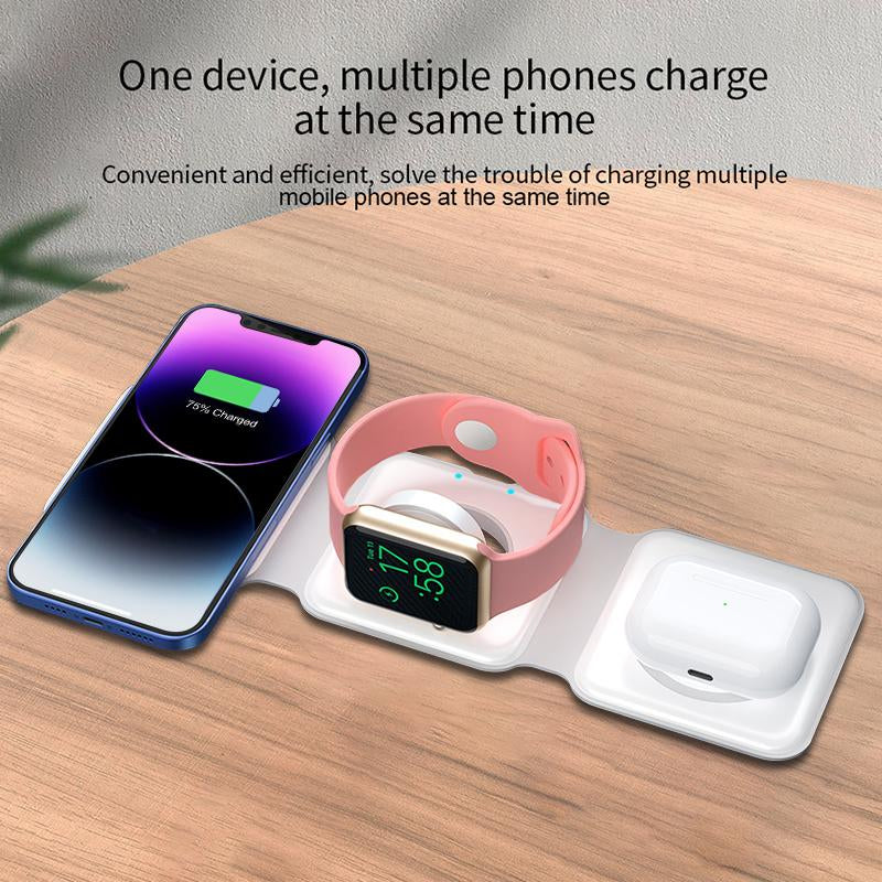 Portable 3-In-1 Fast Wireless Charging Pad - Foldable, Suitable for Any Smartphone Cellphone , a Must-Have on the Go, Compatible with Iphone, Samsung, Huawei, Xiaomi and Other Wireless Charging Devices That Mobile Electronic Charger