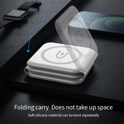 Portable 3-In-1 Fast Wireless Charging Pad - Foldable, Suitable for Any Smartphone Cellphone , a Must-Have on the Go, Compatible with Iphone, Samsung, Huawei, Xiaomi and Other Wireless Charging Devices That Mobile Electronic Charger