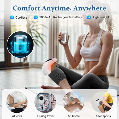 Anyask Knee Massager with Heat Cordless Heating Pad for Knee Pain Relief Vibration Massage Heated Knee Brace Wrap Large LED Screen
