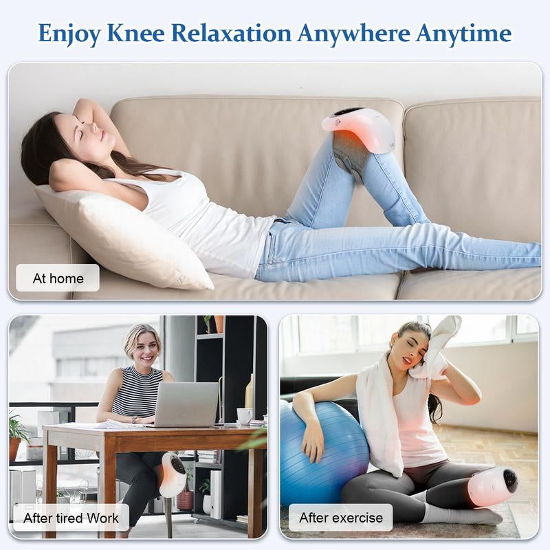 Anyask Knee Massager with Heat Cordless Heating Pad for Knee Pain Relief Vibration Massage Heated Knee Brace Wrap Large LED Screen