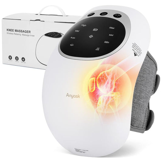 Anyask Knee Massager with Heat Cordless Heating Pad for Knee Pain Relief Vibration Massage Heated Knee Brace Wrap Large LED Screen