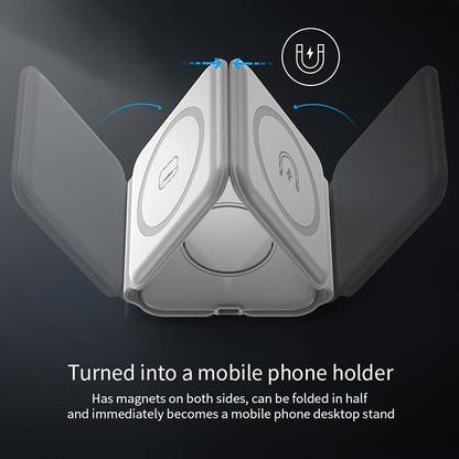 Portable 3-In-1 Fast Wireless Charging Pad - Foldable, Suitable for Any Smartphone Cellphone , a Must-Have on the Go, Compatible with Iphone, Samsung, Huawei, Xiaomi and Other Wireless Charging Devices That Mobile Electronic Charger