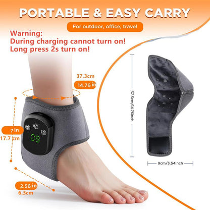 Electric Heated Foot Ankle Massager, 5 Modes Heating & 3 Modes Vibration Grey Foot Warmer, Universal for Both Left and Right Foot Massager for Women & Men