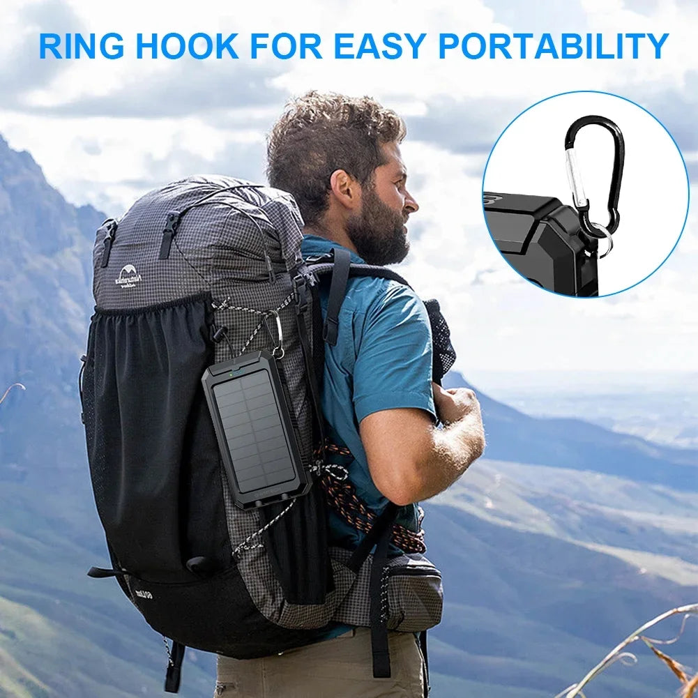 Portable Solar Charger for Iphone and Android 20000Mah Power Bank with Dual 5V USB Ports for Outdoor Camping Hiking