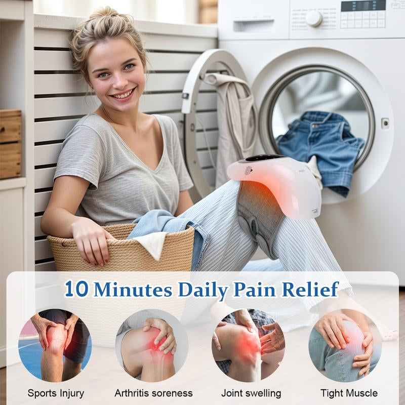 Anyask Knee Massager with Heat Cordless Heating Pad for Knee Pain Relief Vibration Massage Heated Knee Brace Wrap Large LED Screen