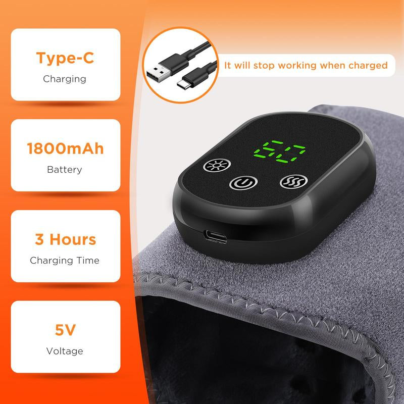 Electric Heated Foot Ankle Massager, 5 Modes Heating & 3 Modes Vibration Grey Foot Warmer, Universal for Both Left and Right Foot Massager for Women & Men