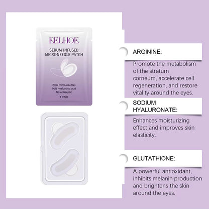 Collagen Microneedle Eye Patch Hyaluronic Acid Soluble Microneedle Eye Mask for Dark Eye Circle Moisturizing under Eye Skin Care