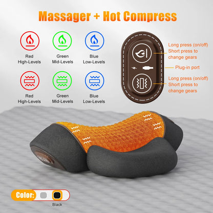 Electric Neck Massager Cervical Pillow Hot Compress Vibration Massage Neck Traction Relax Pillow Spine Support Massager Pillow